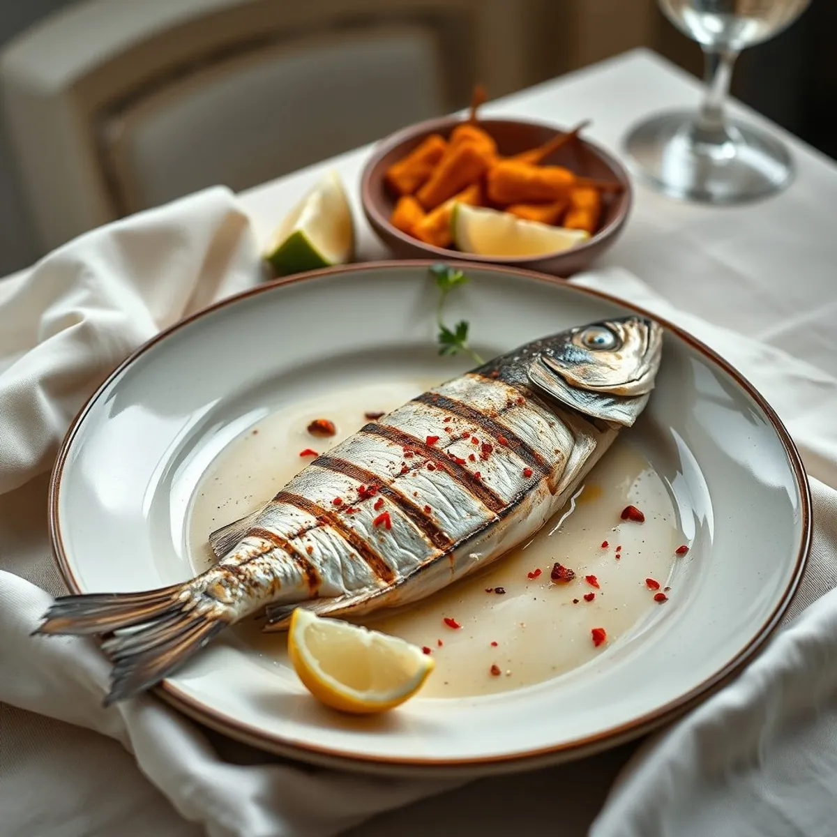 AI-generated photo Grilled fish. AI-generated photo.
