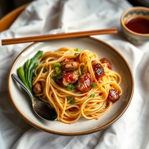 Sesame Dan Dan Noodles. AI-generated photo.