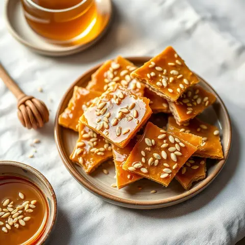 Sesame honey brittle. AI-generated photo.