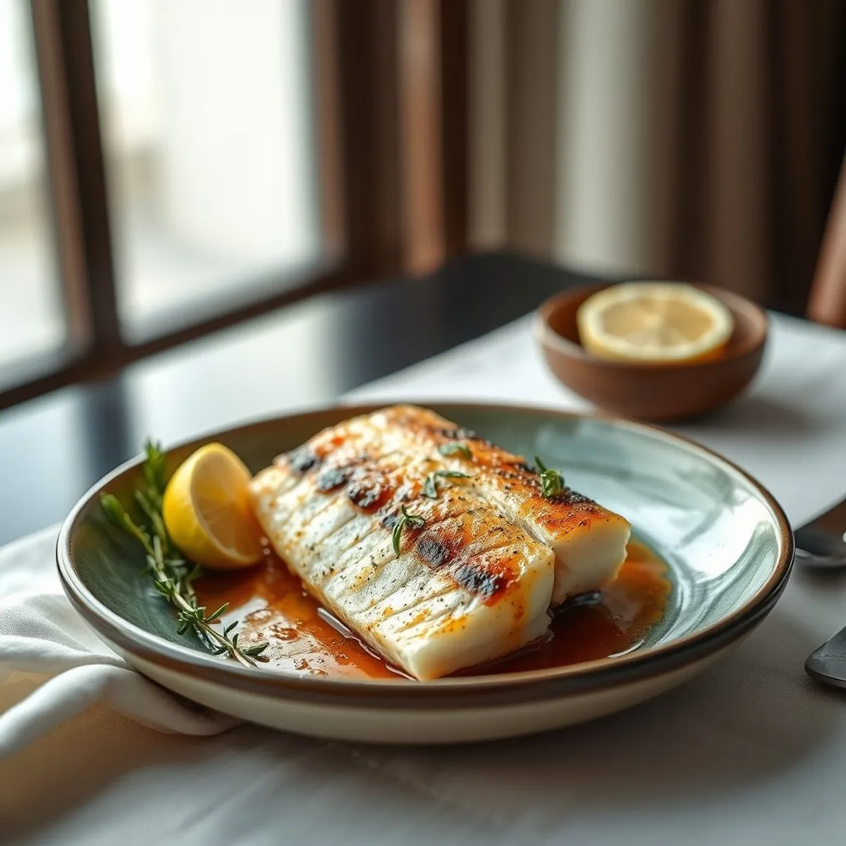 AI-generated photo Thyme grilled fish. AI-generated photo.