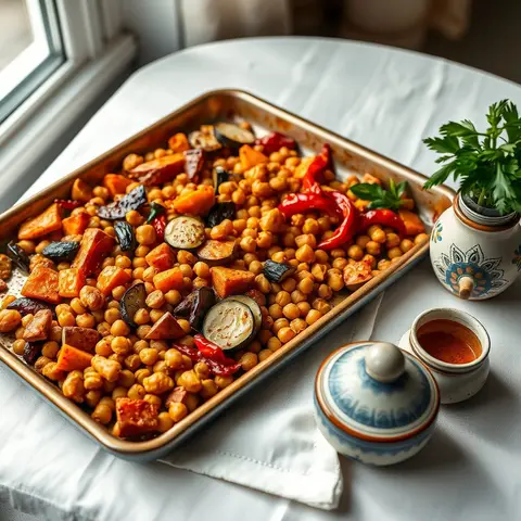 Sheet-Pan Harissa Vegetables. AI-generated photo.