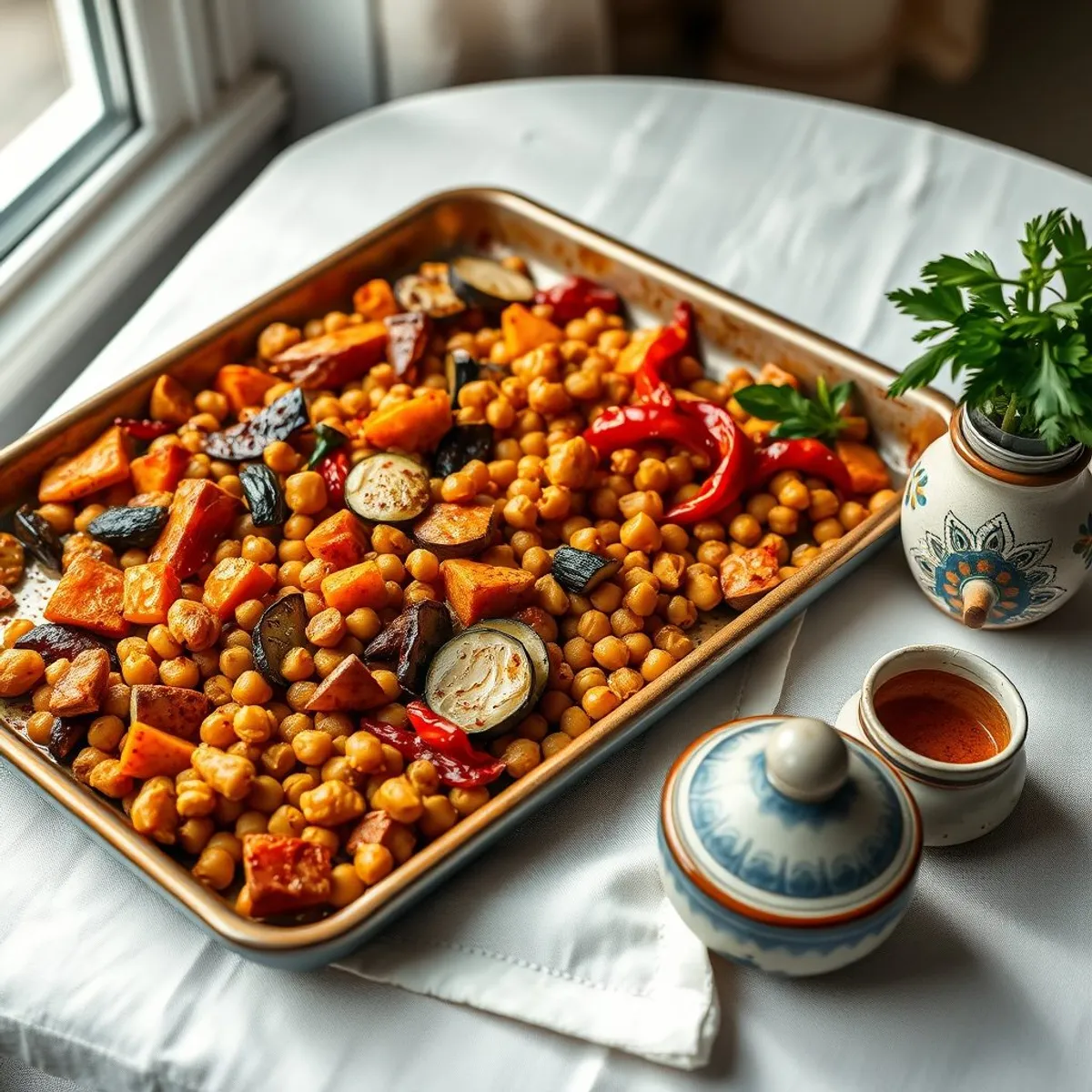 AI-generated photo Sheet-Pan Harissa Vegetables. AI-generated photo.
