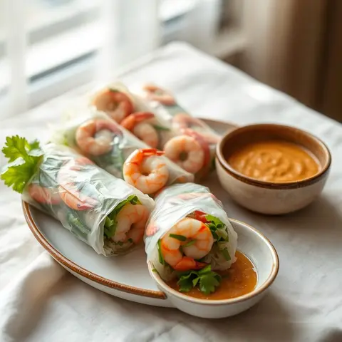 Shrimp Herb Summer Rolls. AI-generated photo.