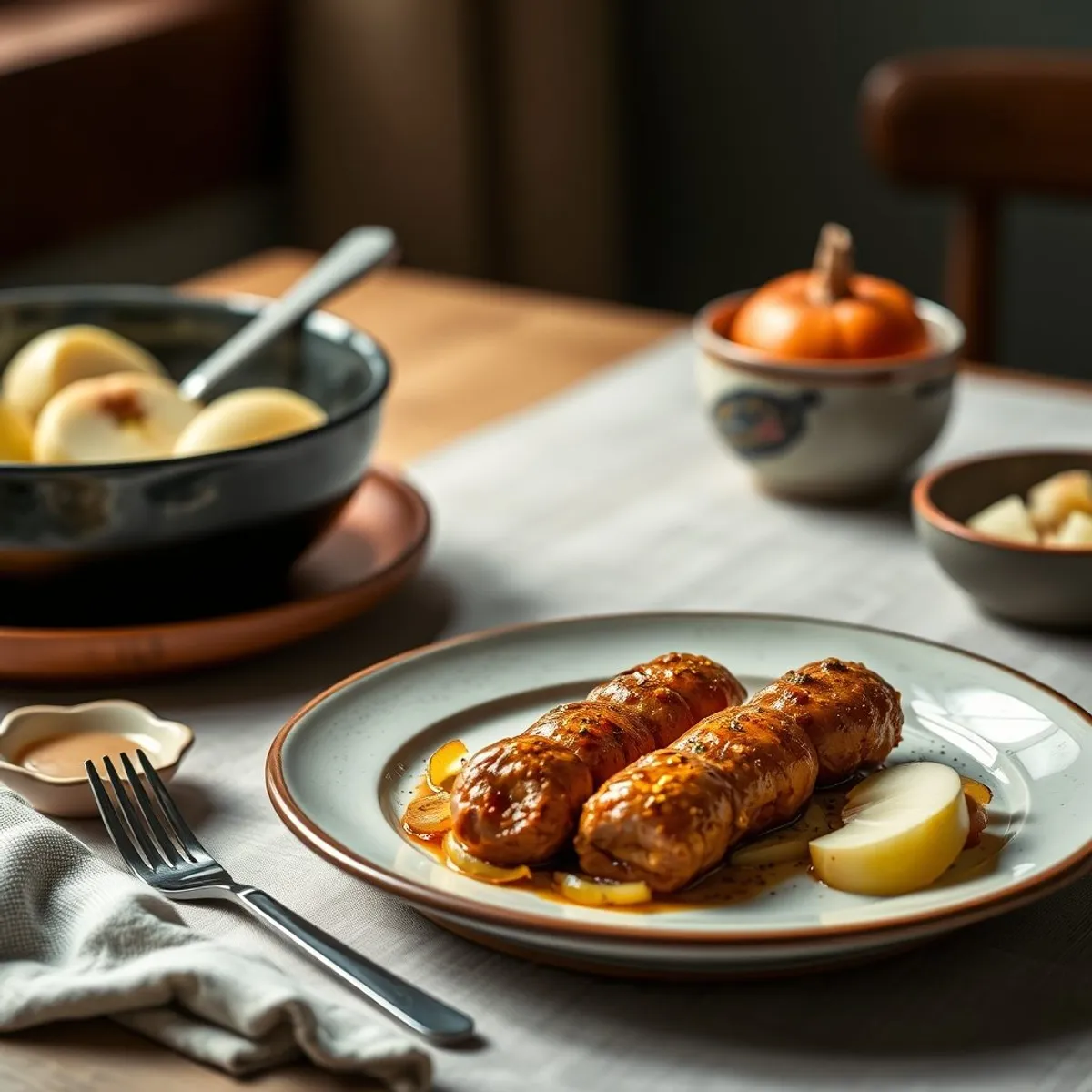 AI-generated photo Curried sausages. AI-generated photo.