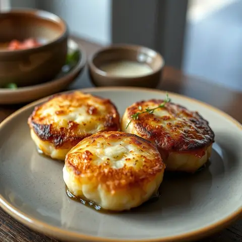 Potato scallops. AI-generated photo.