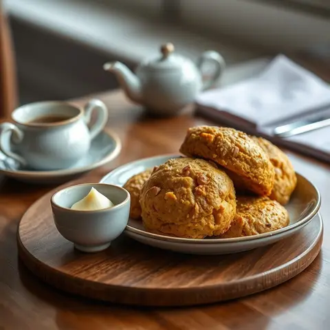 Pumpkin scones. AI-generated photo.
