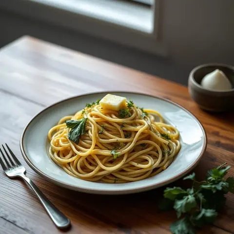 Cabbage noodles. AI-generated photo.