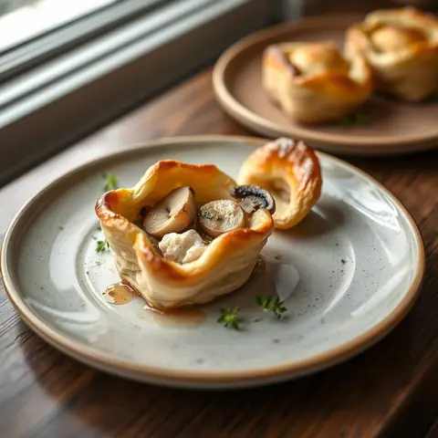 Chicken vol-au-vent. AI-generated photo.