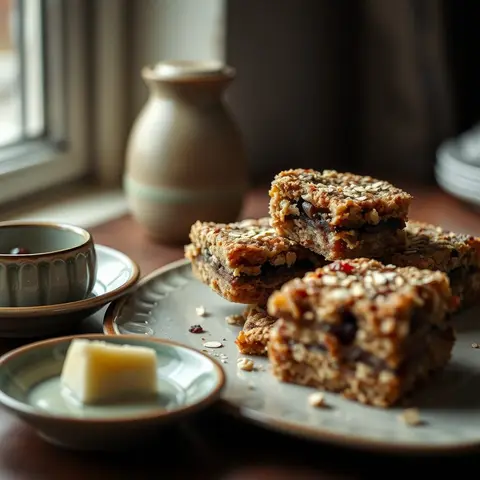 Date squares. AI-generated photo.