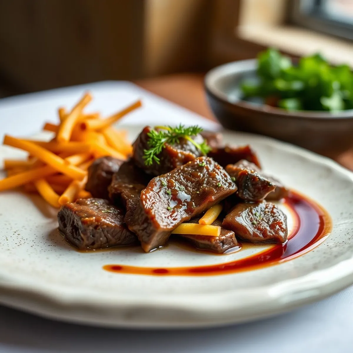 AI-generated photo Ginger beef. AI-generated photo.