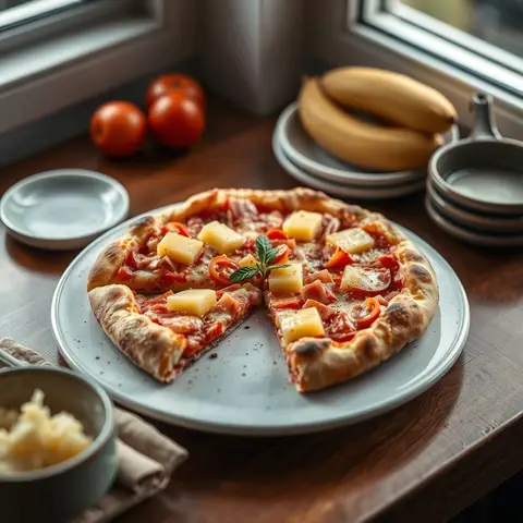 Hawaiian pizza. AI-generated photo.