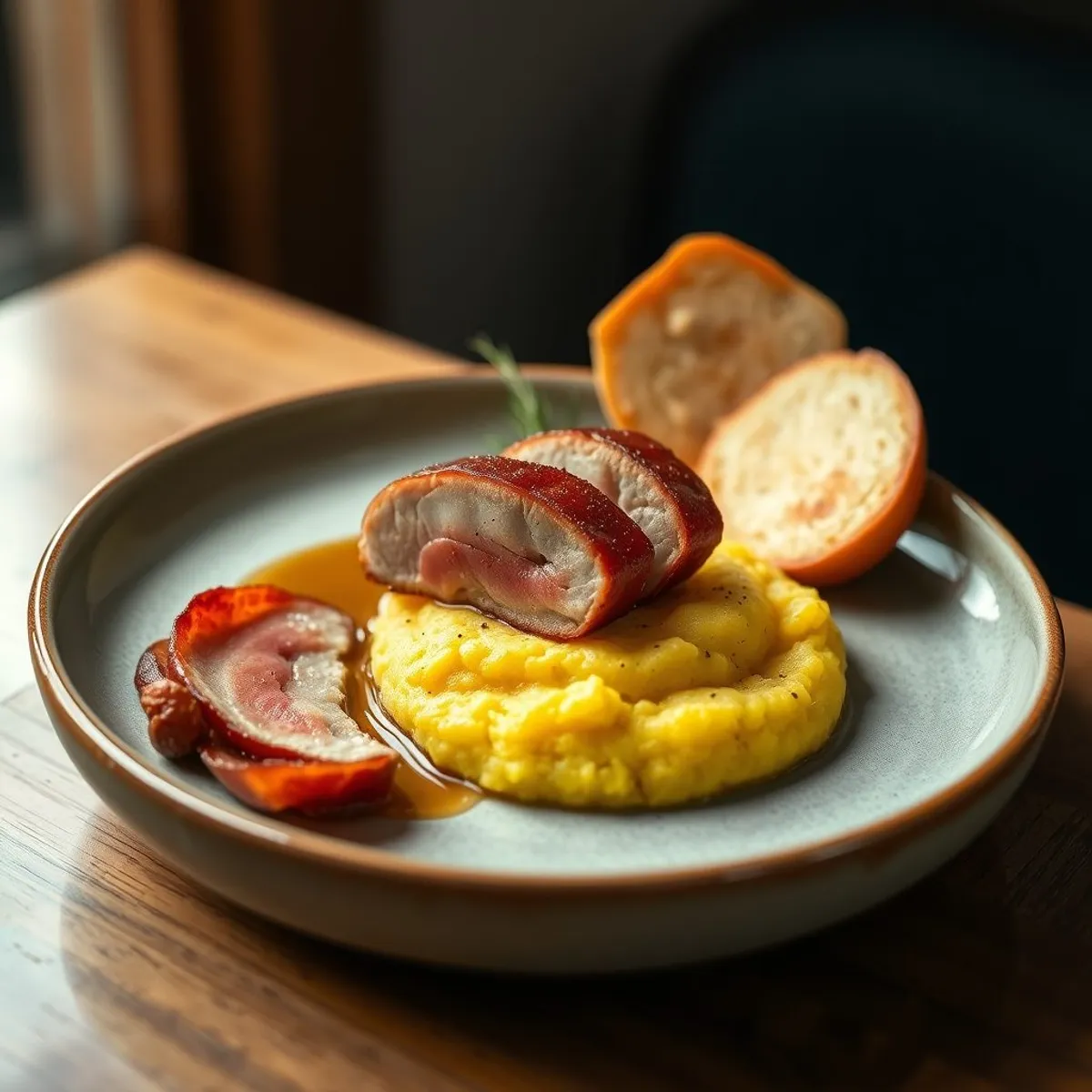 AI-generated photo Peameal bacon. AI-generated photo.