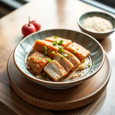 Lychee pork. AI-generated photo.