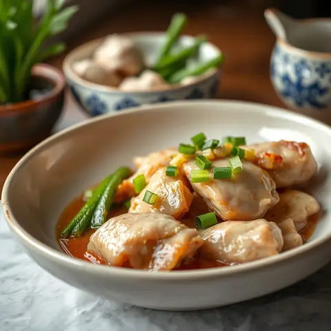 White cut chicken. AI-generated photo.