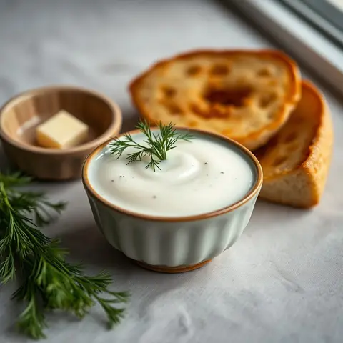 Dill sauce. AI-generated photo.