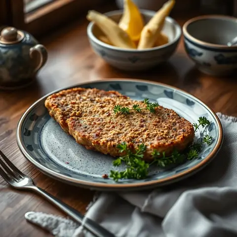 Fried pork cutlet. AI-generated photo.