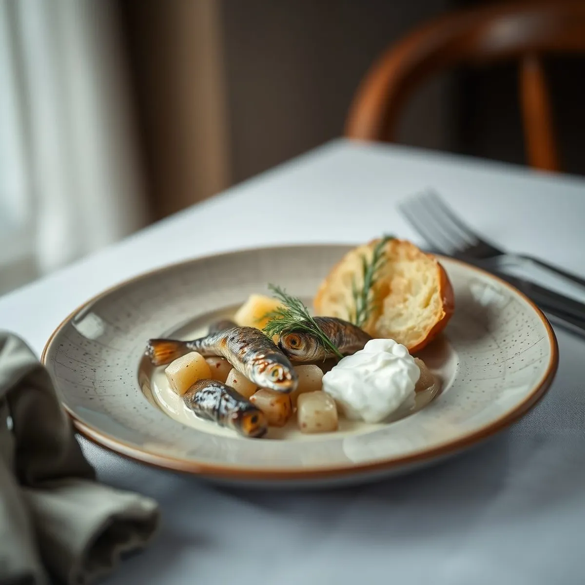 AI-generated photo Baltic sprat plate. AI-generated photo.