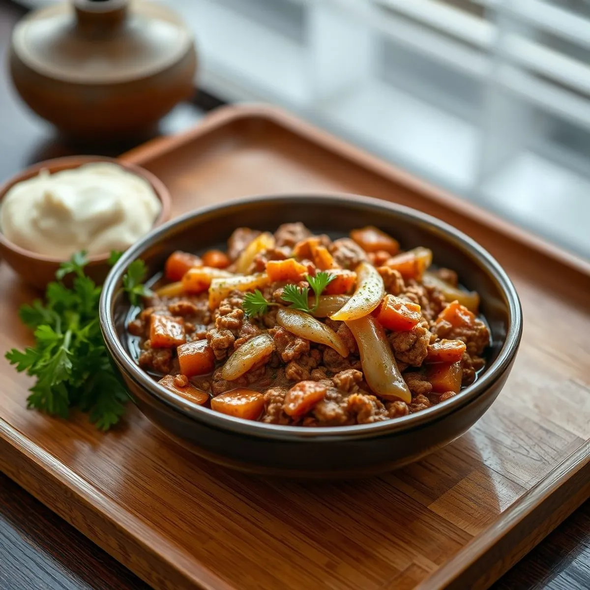 AI-generated photo Minced meat sauce. AI-generated photo.