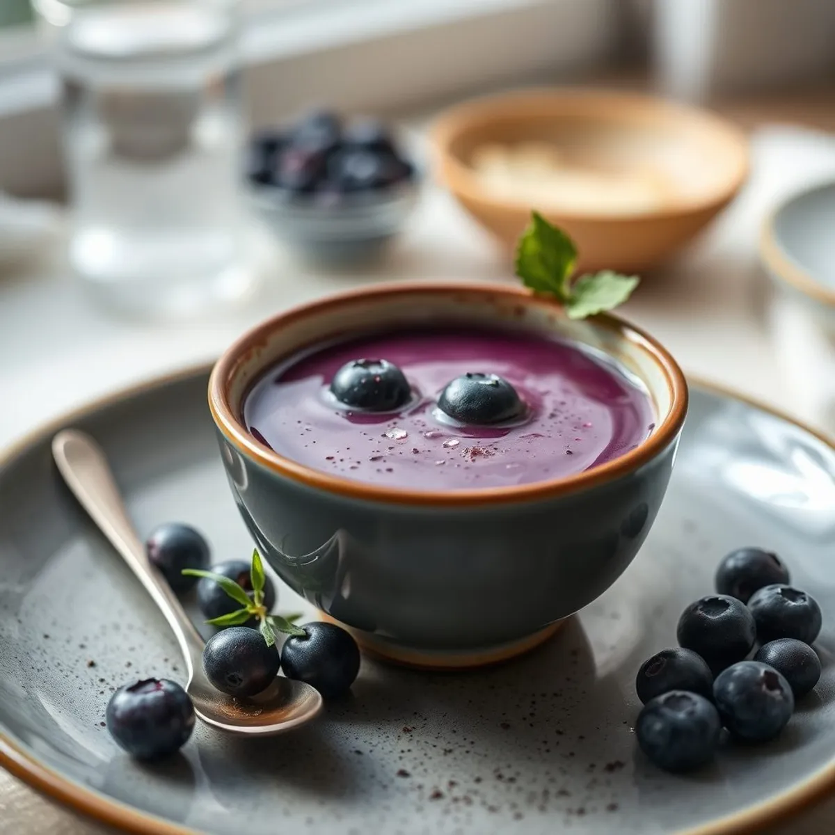 AI-generated photo Blueberry soup. AI-generated photo.