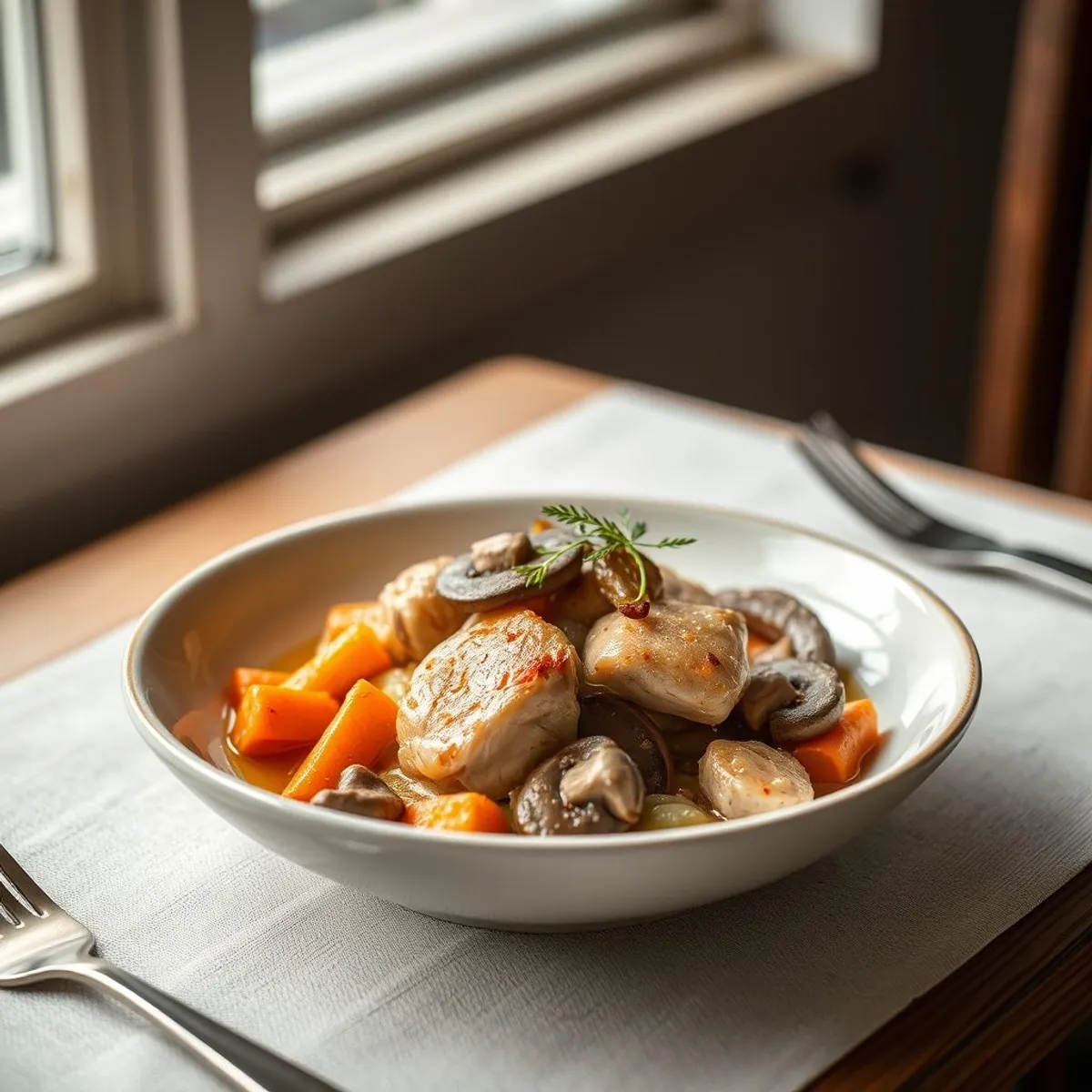 AI-generated photo Blanquette of chicken. AI-generated photo.
