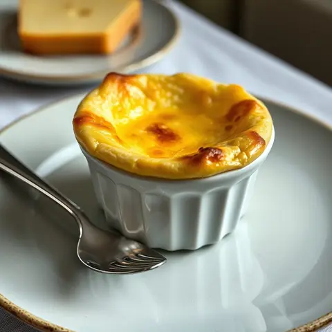 Cheese souffle. AI-generated photo.