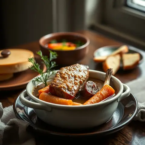 Pot-au-feu. AI-generated photo.