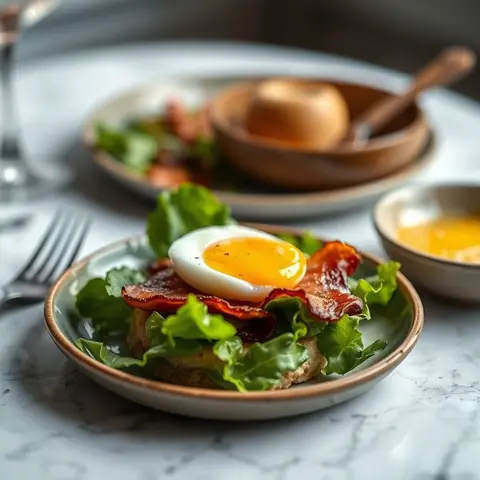 Salade lyonnaise. AI-generated photo.