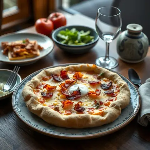 Flammkuchen. AI-generated photo.
