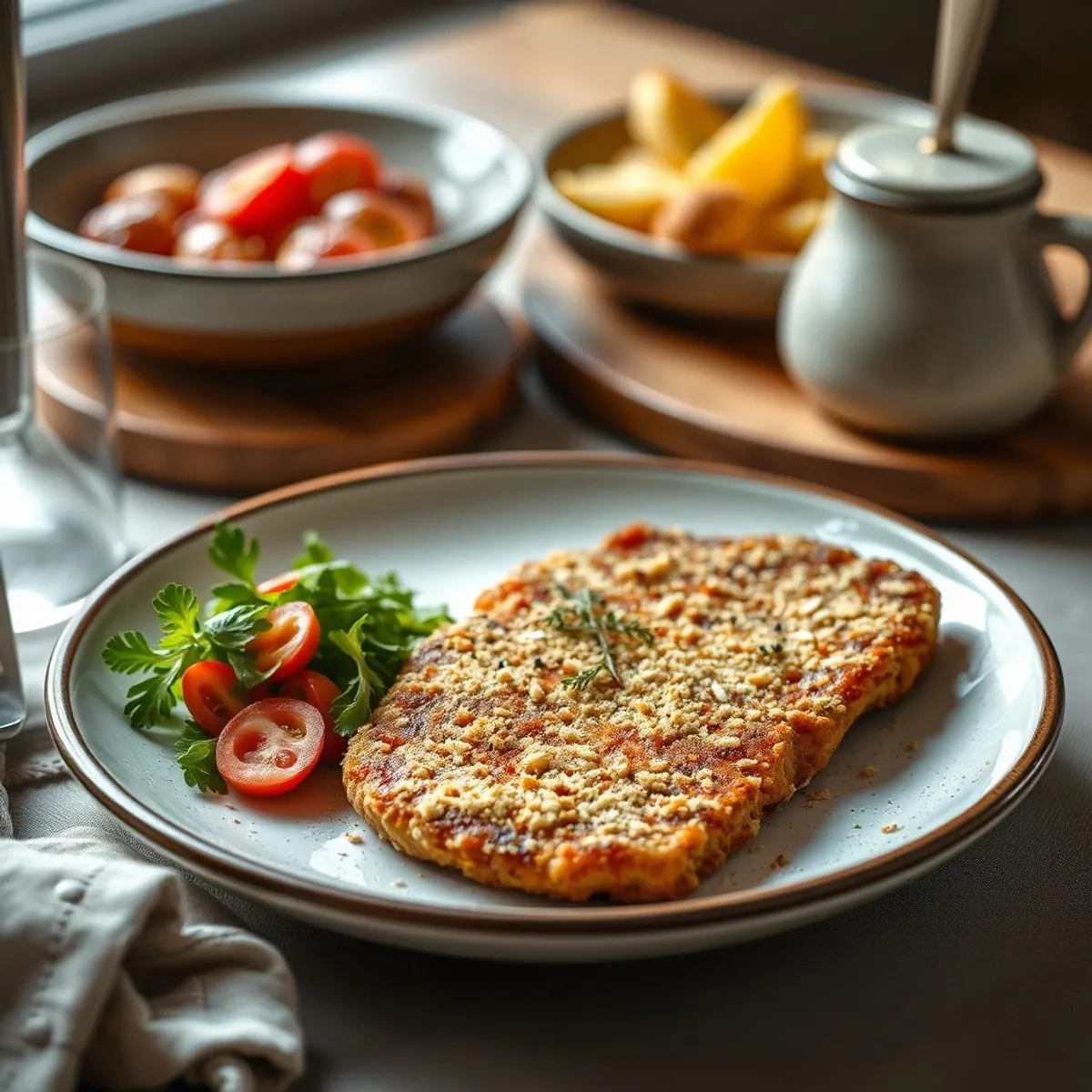 AI-generated photo Pork schnitzel. AI-generated photo.