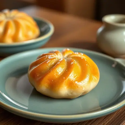 Pineapple bun. AI-generated photo.