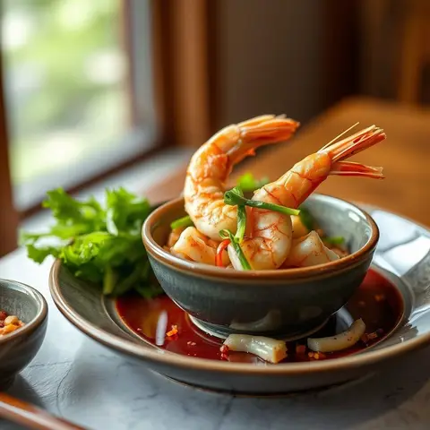 Typhoon shelter shrimp. AI-generated photo.