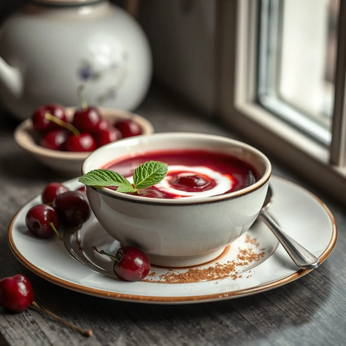 AI-generated photo Sour cherry soup. AI-generated photo.