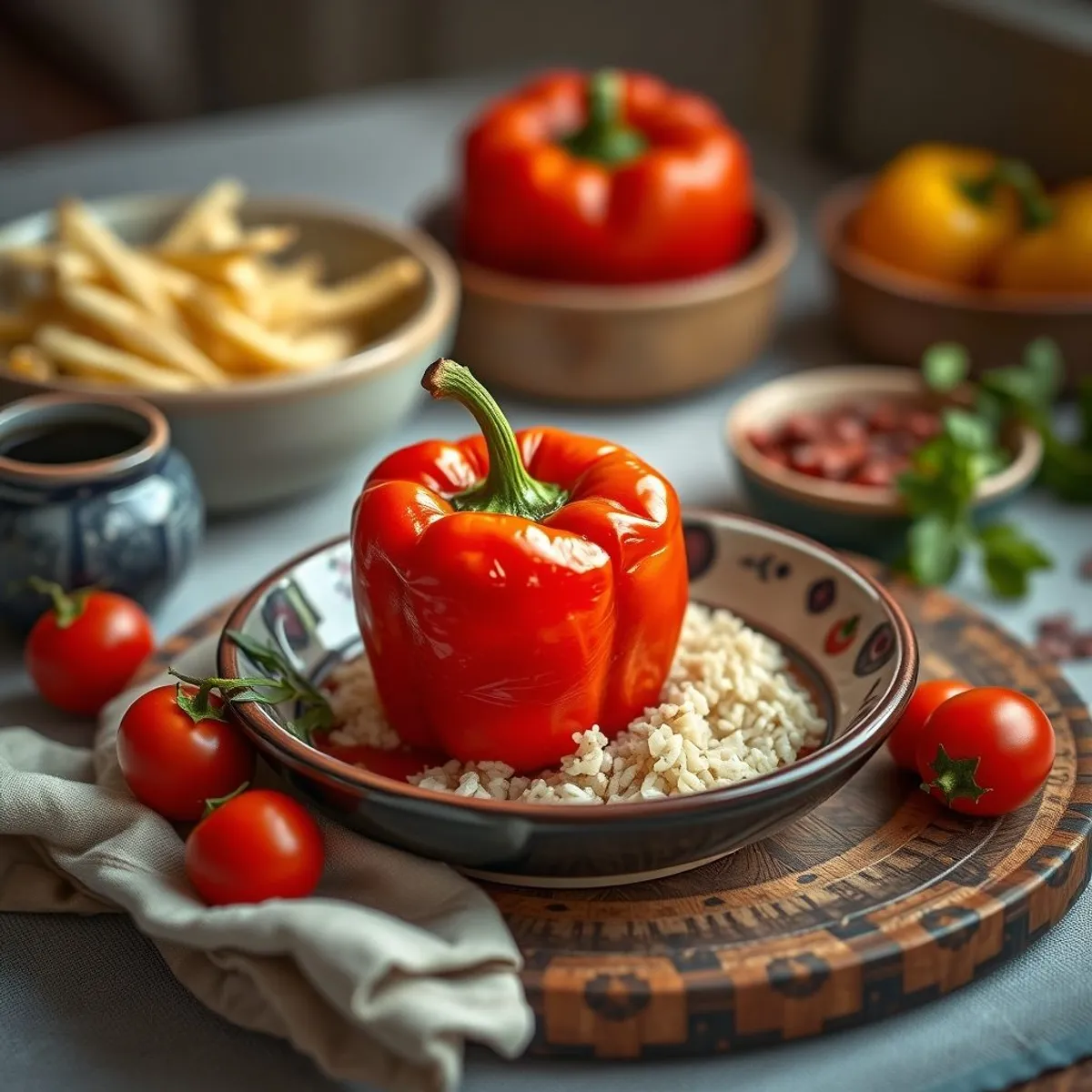 AI-generated photo Stuffed peppers. AI-generated photo.