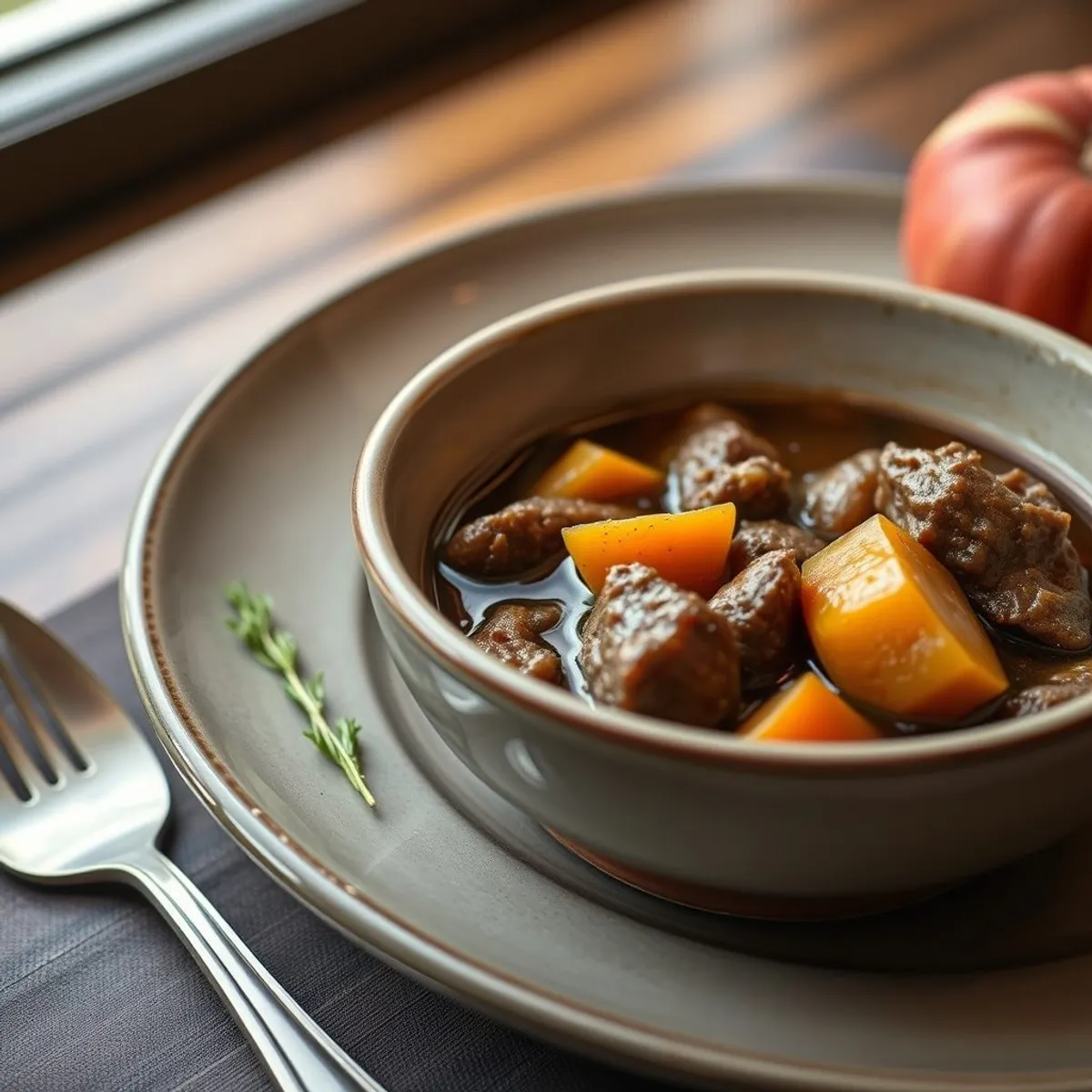 AI-generated photo Beef and molasses stew. AI-generated photo.