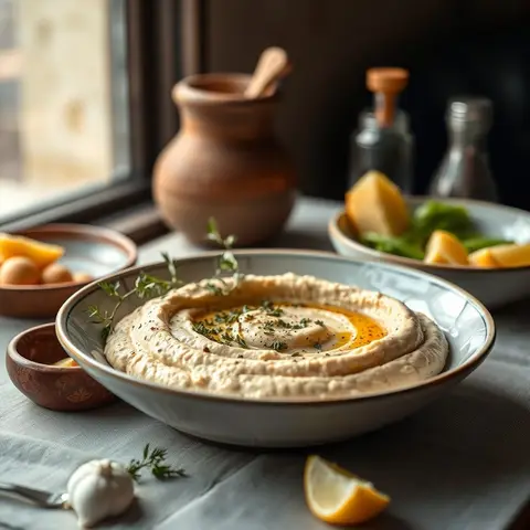 Hummus. AI-generated photo.