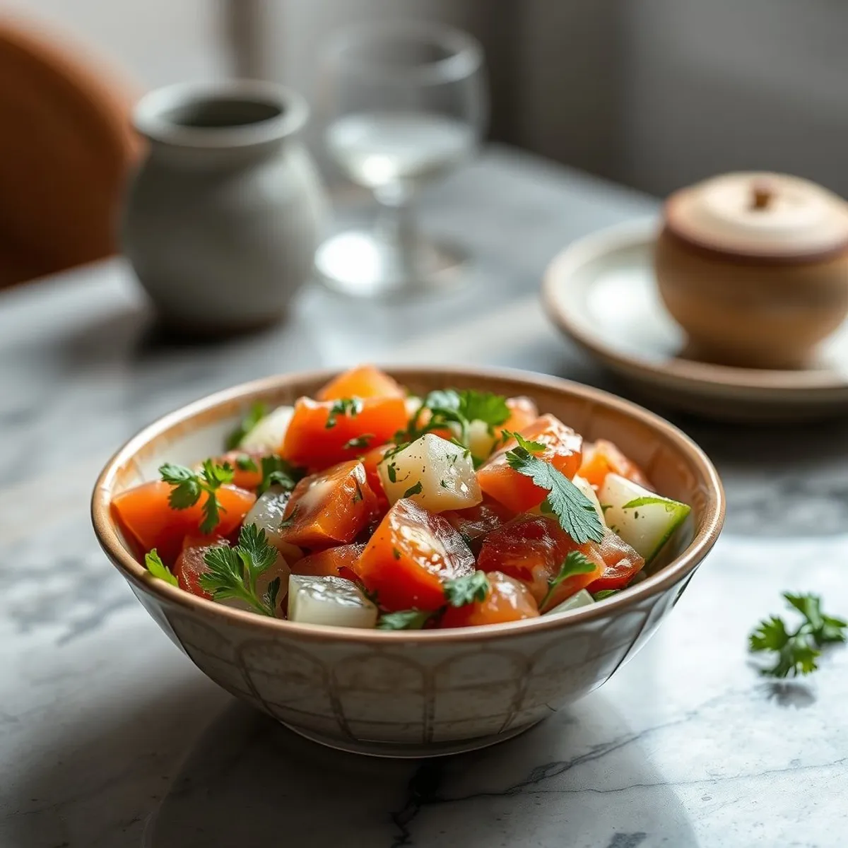 AI-generated photo Israeli salad. AI-generated photo.