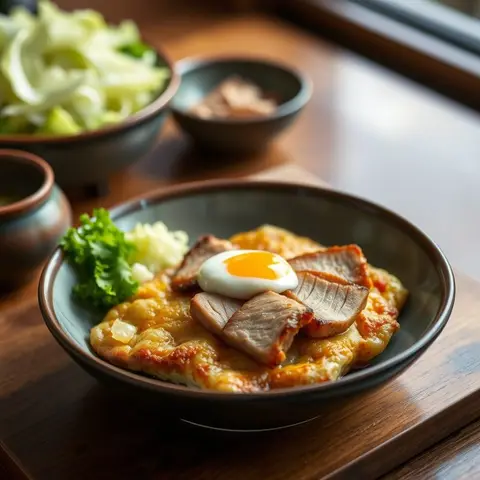 Okonomiyaki. AI-generated photo.