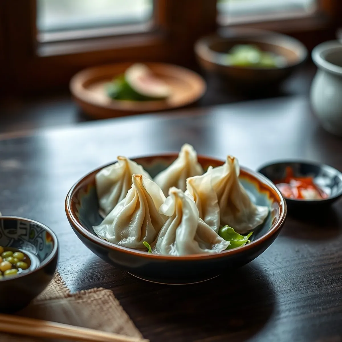 AI-generated photo Pork gyoza. AI-generated photo.