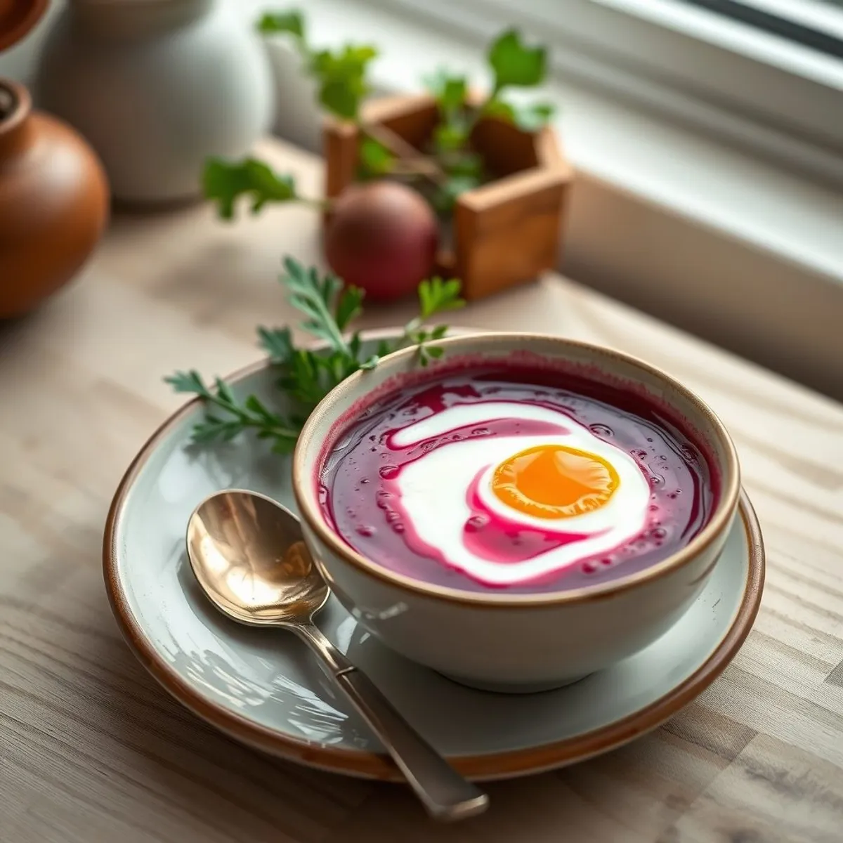 AI-generated photo Cold beet soup. AI-generated photo.