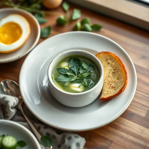 Sorrel soup. AI-generated photo.