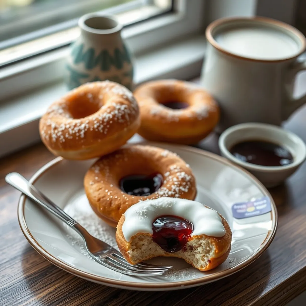 AI-generated photo Jam doughnuts. AI-generated photo.