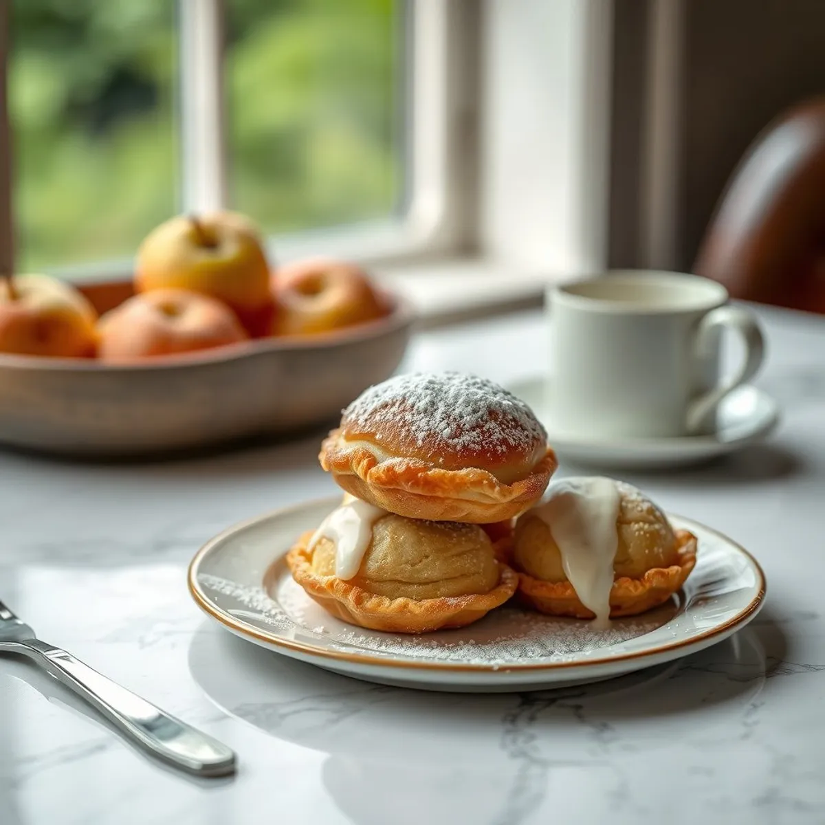 AI-generated photo Apple beignets. AI-generated photo.