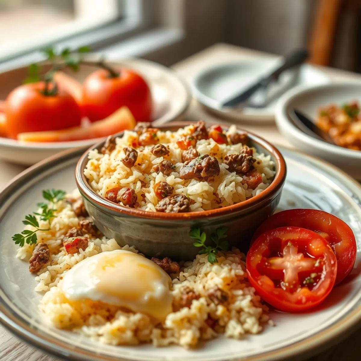 AI-generated photo Baked rice. AI-generated photo.