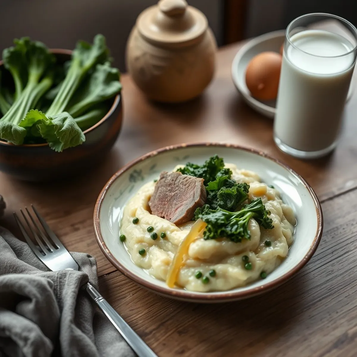 AI-generated photo Kale and potato mash. AI-generated photo.