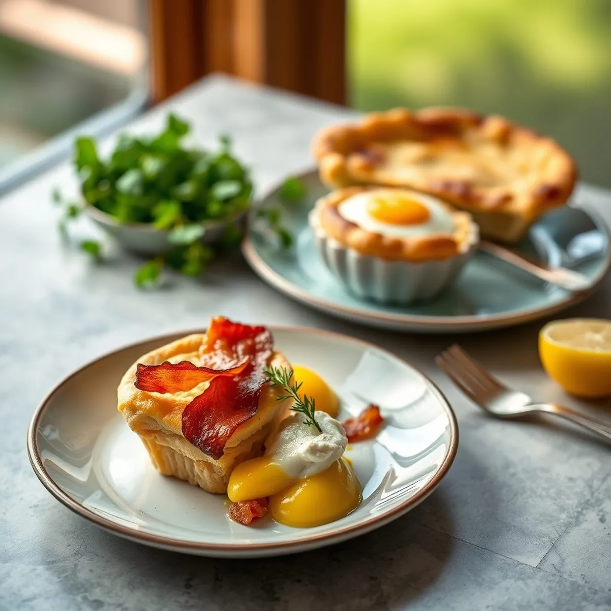 AI-generated photo Bacon and egg pie. AI-generated photo.