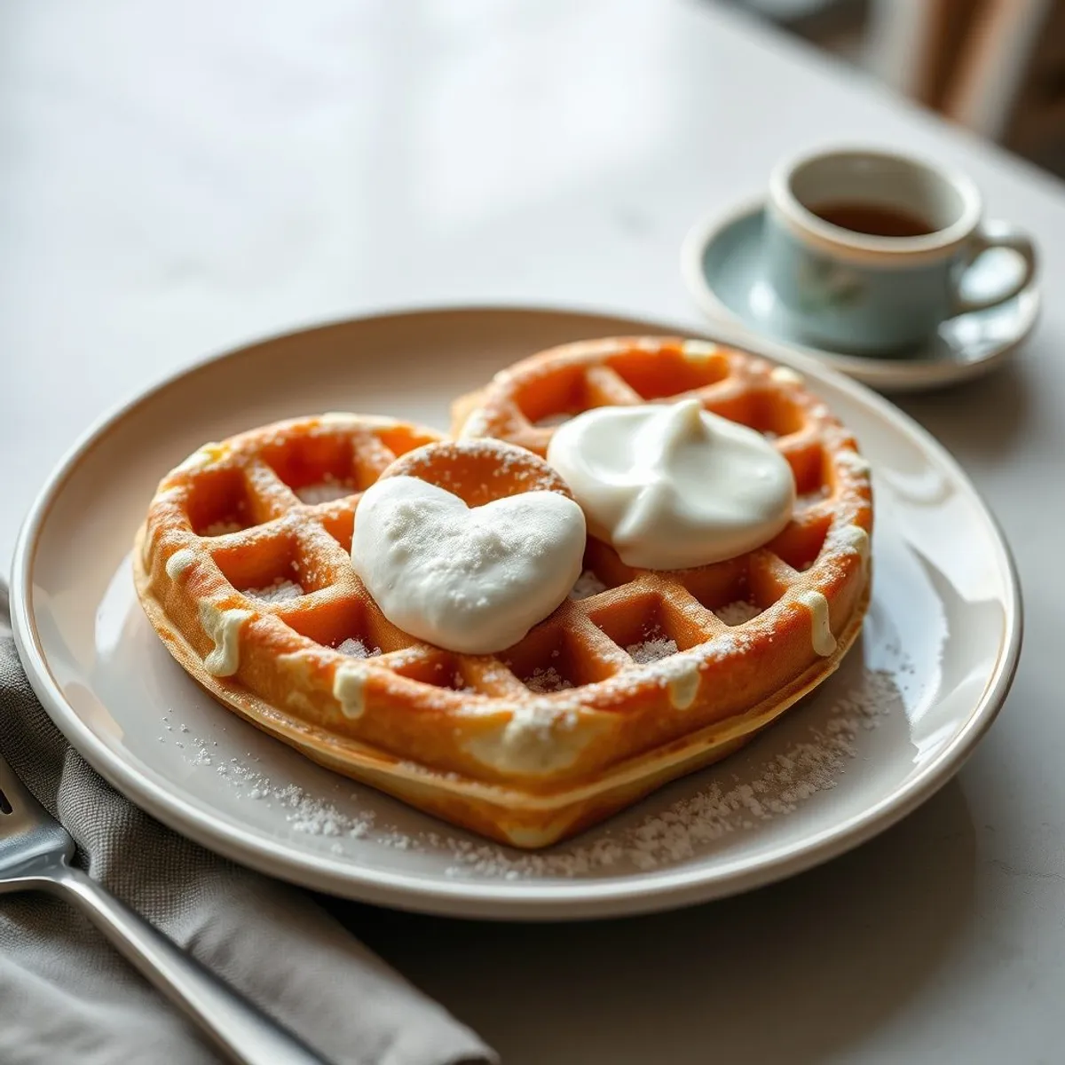 AI-generated photo Heart waffles. AI-generated photo.