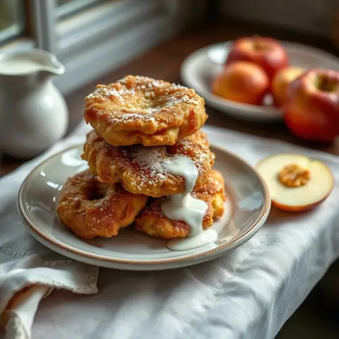 Apple fritters. AI-generated photo.