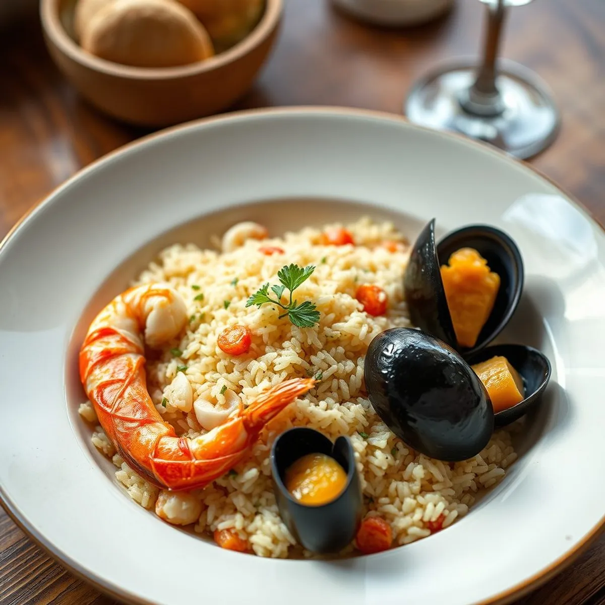 AI-generated photo Seafood rice. AI-generated photo.