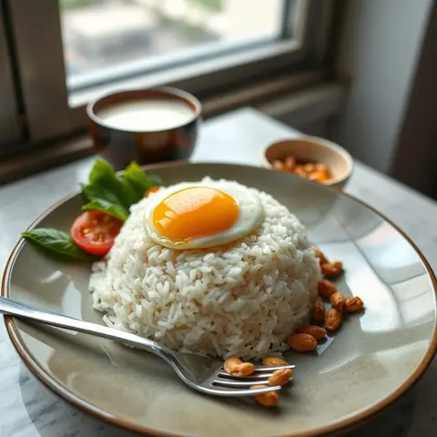 Nasi lemak. AI-generated photo.