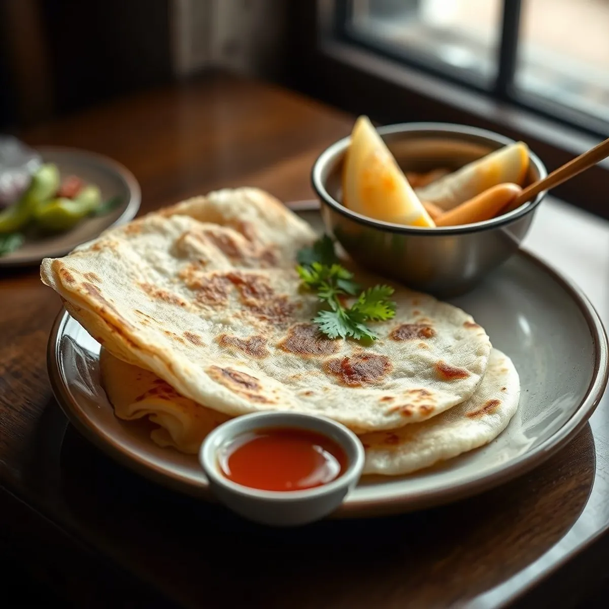AI-generated photo Roti prata. AI-generated photo.